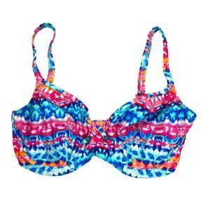 Freya Bikini Top Printed Underwire Swimsuit Women's‎ 28I Blue Pink Orange White